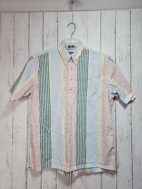 Reyn Spooner Phil Edwards Striped Cotton Popover Shirt Men's Size Medium.